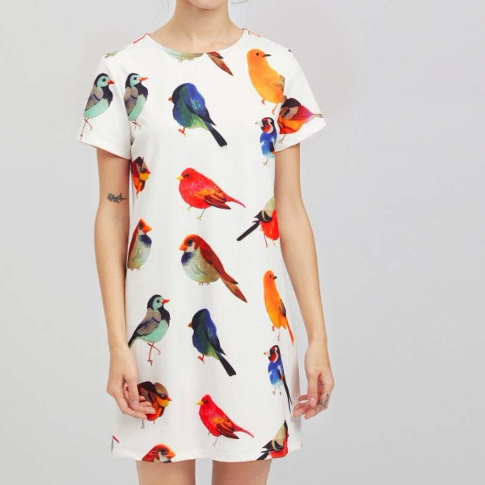 Short sleeve Bird print dress NWT!